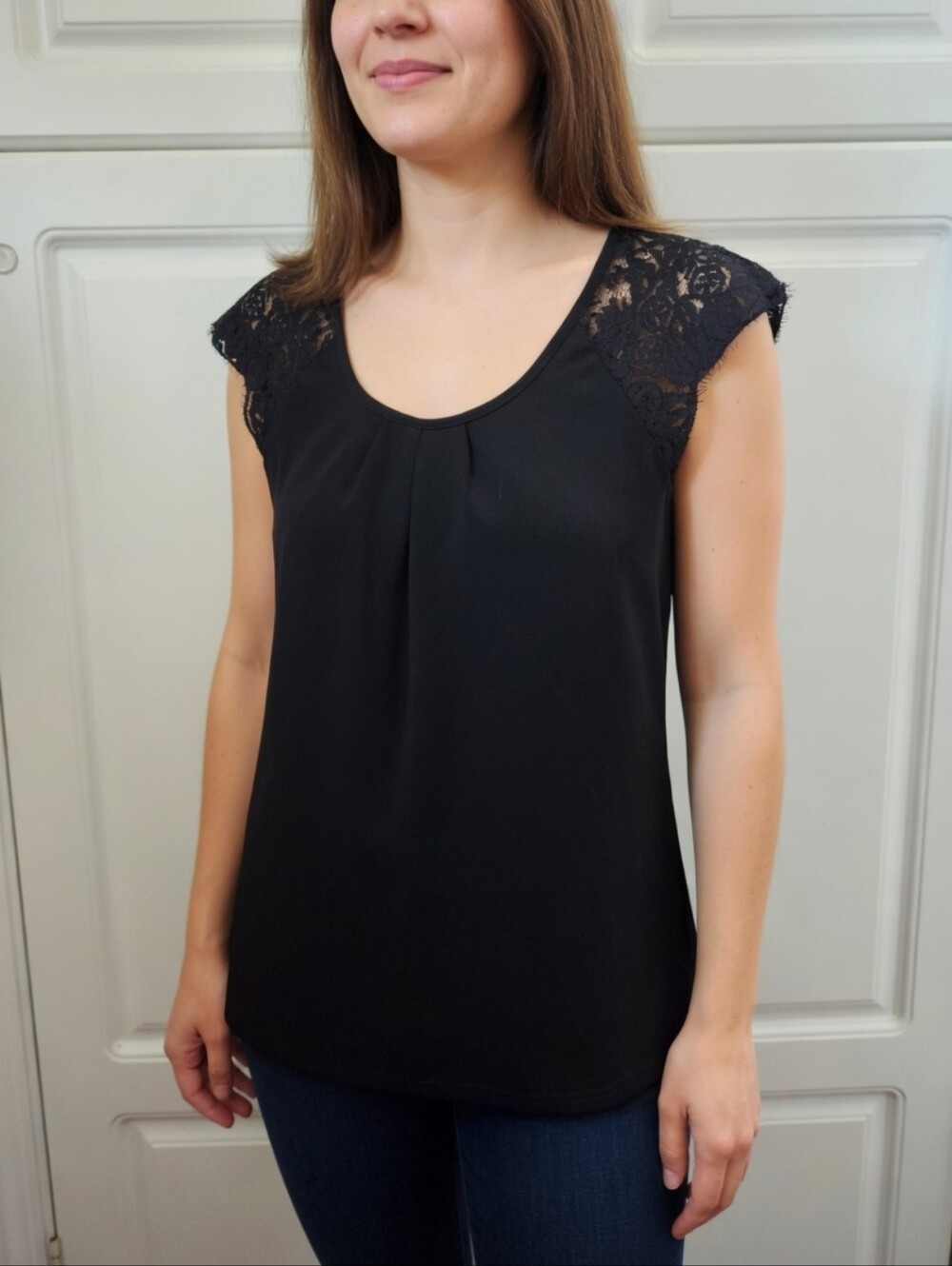 3/$20 Say What? Black Lace Cap-Sleeve Camisole